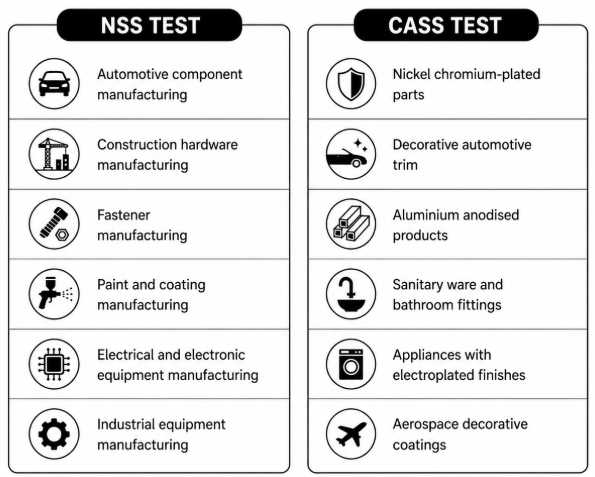 CASS and NSS Tests in Industrial Testing